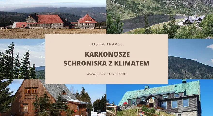 Karkonosze: schroniska z klimatem. Widoki górskie, jezioro i urokliwe górskie chaty.